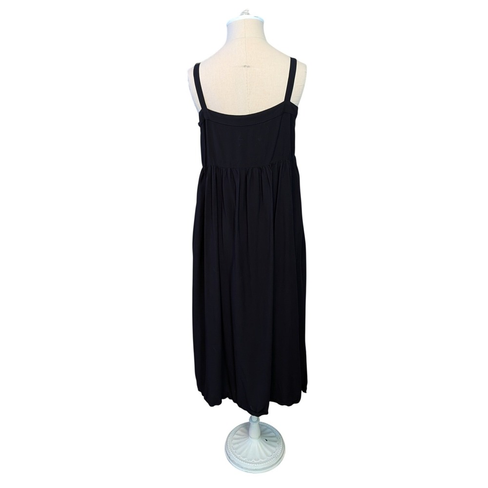 Natural Life Black Rayon Empire Waist Maxi Dress Boho Overall Jumper Lightweight